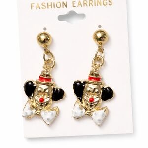 Gold and Black Clown Earrings